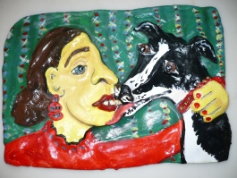 Me and Moochie. "The Kiss" acrylic on clay