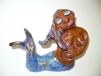 “"Mermaid” acrylic on clay